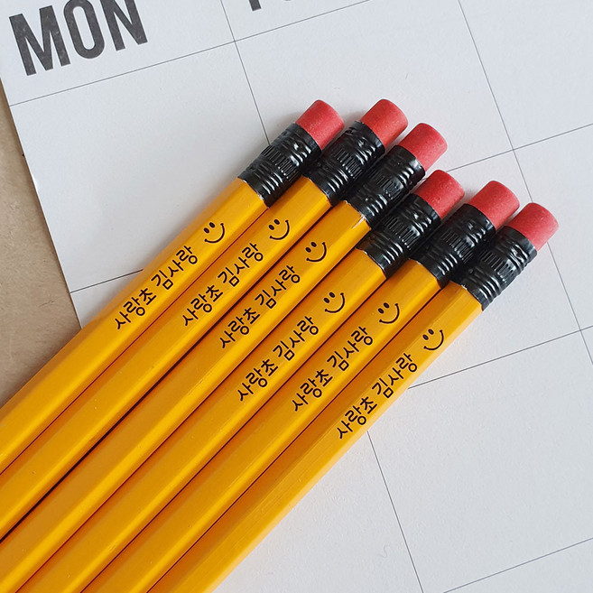 네임코코 주문제작 네임연필 세트, P06S-스마일-6개입