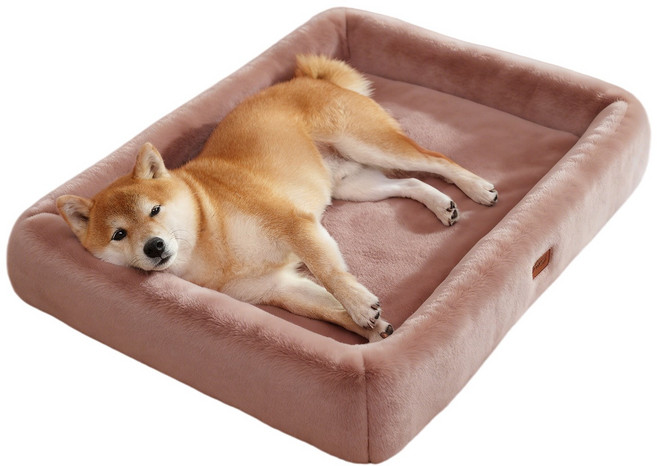 EMME 융털 도그하우스 3D 입체 디자인 따뜻하고 물림에 강한 스폰지 패드 탈부착 및 세척 가능 대형견 중형견 소형견 적용, 1개, Dusty Rose