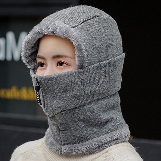 목토시 마우스 지퍼 오픈 넥워머 여성 겨울 털 방한 복면 3색