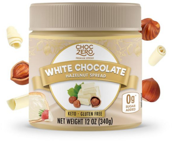초크제로 밀크 초콜릿 헤이즐넛 스프레드 - 케토 친화적 무설탕 의 저탄수화물 디저트 아몬드 가루 팬케이크에 완벽한 토핑 자연스럽게 몽크 과일로 단맛을 냈어요 (1병 1, 화이트 초콜릿 헤이즐넛 스프레드, 340g, 1개