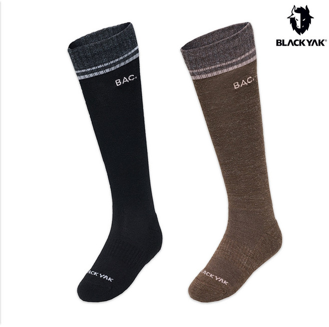 블랙야크 여성 W메리노울 니삭스 장목 종아리 무릎 양말 2BYSCXU505, 24, 브라운