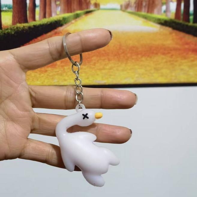 字母愛心烤鴨吊飾 矽膠女生鑰匙鏈 情侶書包掛繩 PVC, 烤鴨, 1個