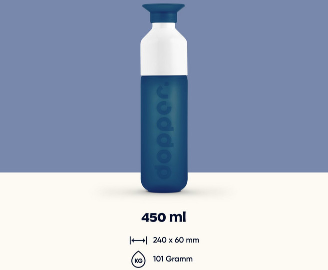 Dopper Moody Original 경량물병 450ml BPA 프리 블루, 1개