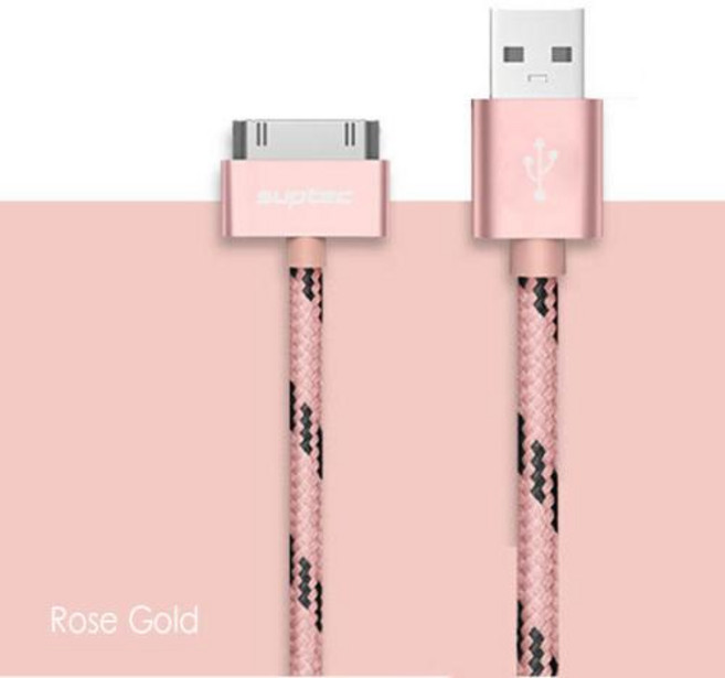 SUPTEC USB 고속 충전 케이블 아이폰 4 4s 3GS 3G 아이패드 1 2 3 아이팟 나노 터치 30 핀 오리지널 충전기 어댑터 데이터 동기화 코드, 100cm, Rose_2, 1개