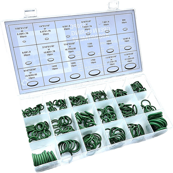 KJTM 고무 오링(초록) 18종 세트(270p) / 실리콘 오링 - 자동차 기계 가열장비 수도관 농기계 중장비 펌프 에어컨, 1개, 그린