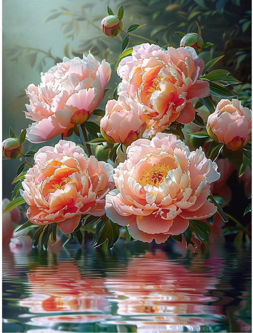 유화그리기 세트 눈부신 꽃 모란 식물 자연, YC 4460004, 최장변 90cm, 1개