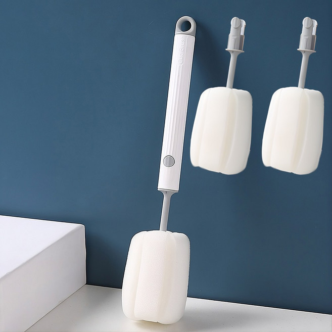 버블 텀블러 컵 세척솔 본품1+리필2 세트, 1세트, 그레이