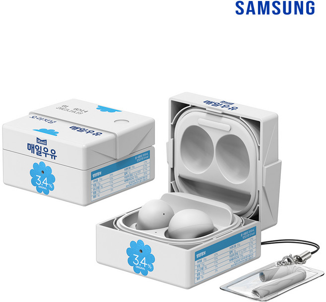 삼성전자 삼성 정품 버즈FE 매일우유 케이스 커버 버즈2 프로 라이브 호환가능, 갤럭시 버즈 매일우유 케이스(화이트)