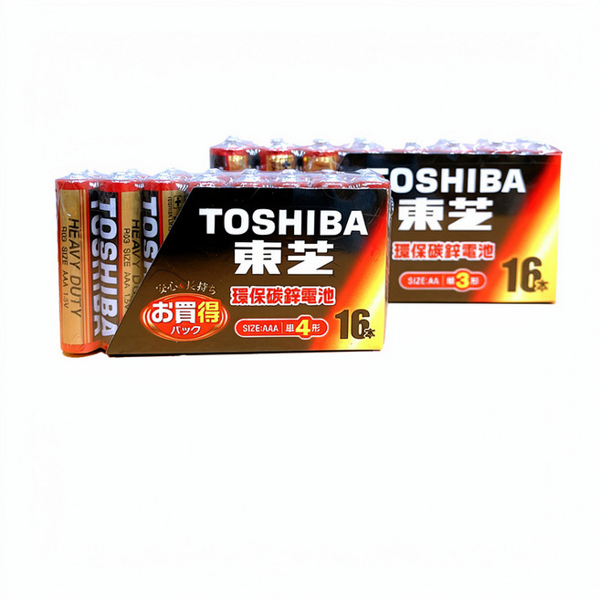 TOSHIBA 東芝 碳鋅電池 1.5V 3號 4號 AA AAA 環保電池 16入, 1個, 1套, 東芝4號16顆組