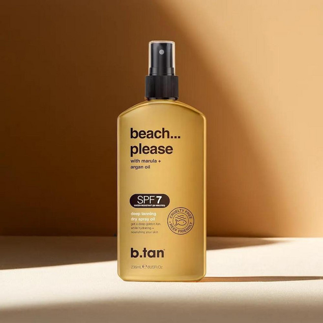 야외 태닝 테닝 오일 스프레이 자외선 차단 SPF7, 1개, 236ml