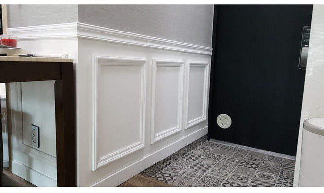 셀프인테리어 액자몰딩 도장용 웨인스코팅 하단 웨인스코팅 1벽면, DM25(폭2.5cm), 허리몰딩 (폭6.3cm), 벽면길이 3[201~300cm], 1개