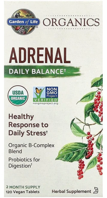 Garden of Life 마이카인드 유기농 부신 데일리 밸런스 120 비건 태블릿 GOL-12186, 1개, 120정 - 쿠팡