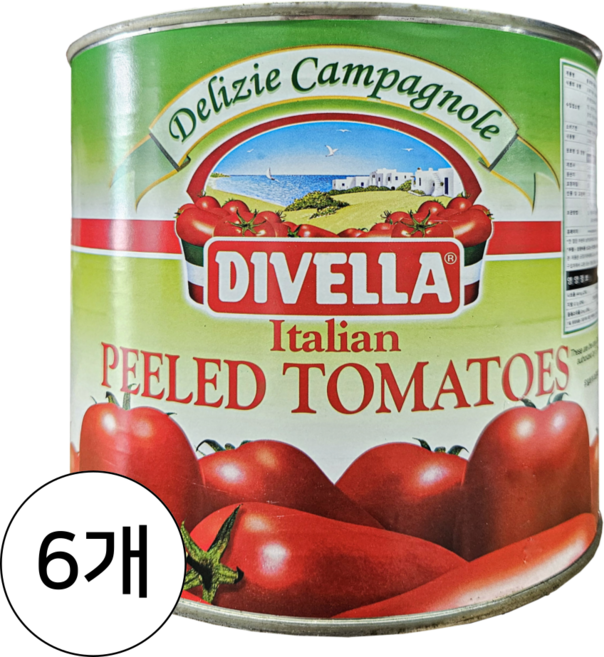 디벨라 홀 토마토 통조림, 2.5kg, 6개