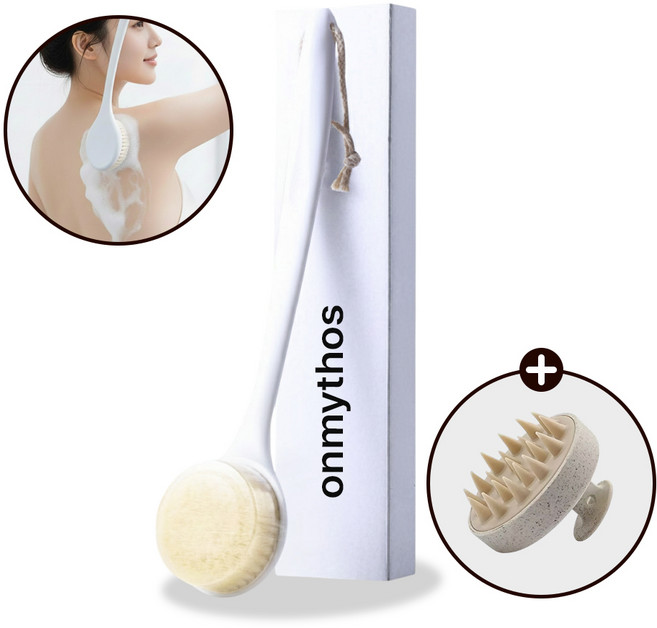 온미토스 시원하게 닿는 등드름 커브 등 롱 바디 샤워브러쉬, 1세트, 1개입, AZ0005 A-Type(화이트)