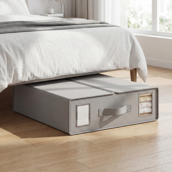 언더베드 리빙박스 이불 정리함 압축파우치 대용량 침대밑 한샘 수납, 그레이, 1개