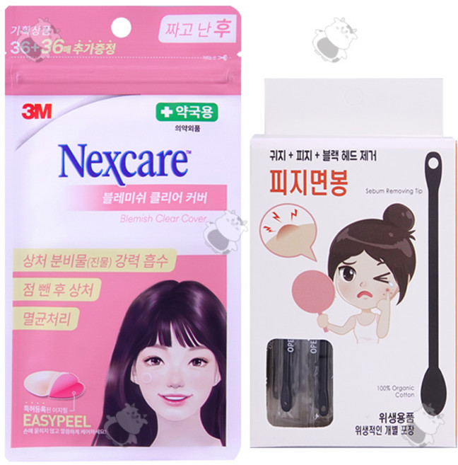 3M 넥스케어 블레미쉬 클리어 커버 72매 + 피지 압출면봉 30개입, 1세트, 72개입
