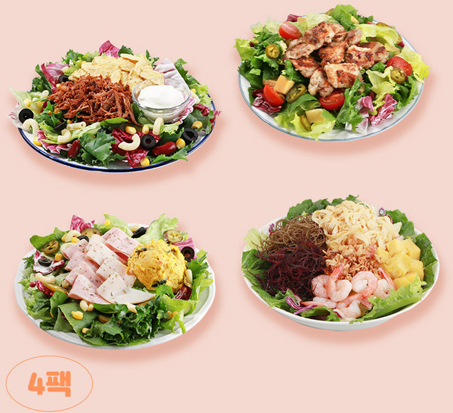 테이스티 샐러드 스페셜 식단 4종 혼합 세트(멕시칸+갈릭페퍼+이탈리안+쉬림프), 4개, 245g