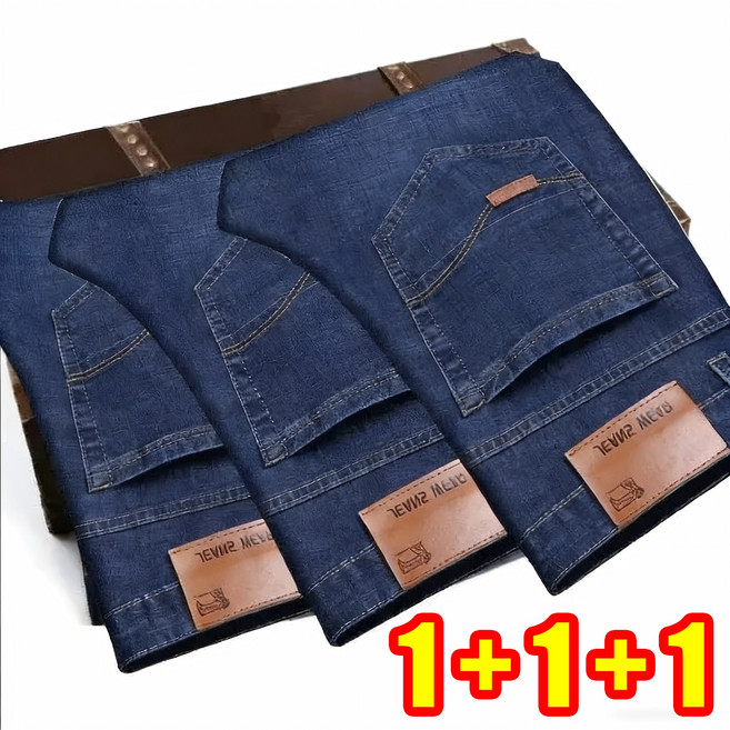 1+1+1 남자 일자 허리춤 스판 청바지 스트레이트핏 일상복 작업복 등산복 겸용