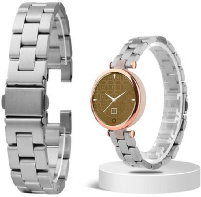 가죽 시계 밴드 스트랩 가민 Lily 스마트 시계 액세서리 여성용 팔찌 용 스포츠 실리콘 스테인레스 스틸 벨, Silver_14-6mm, 1개, 7)Silver