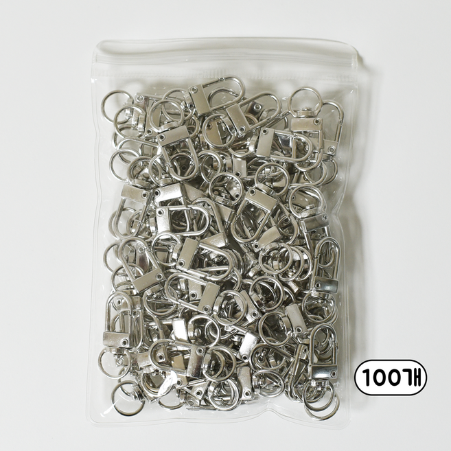 D형 열쇠고리 키링 악세사리 부자재, 100개, 실버