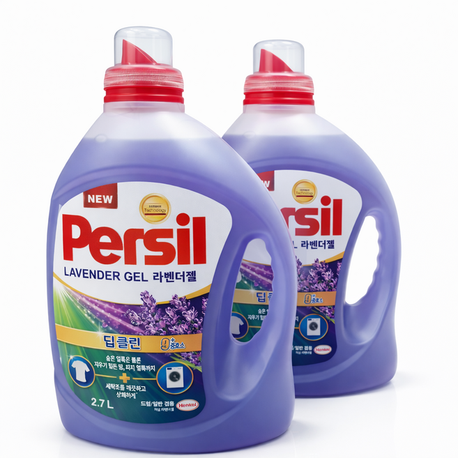 퍼실 딥클린 초미세세탁 라벤더젤 맥스 드럼용 액체세제 본품, 2.7L, 2개