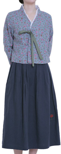 만덕몰 플라워 패턴 레이스 저고리 치마 세트 개량한복 절복 법복 생활한복