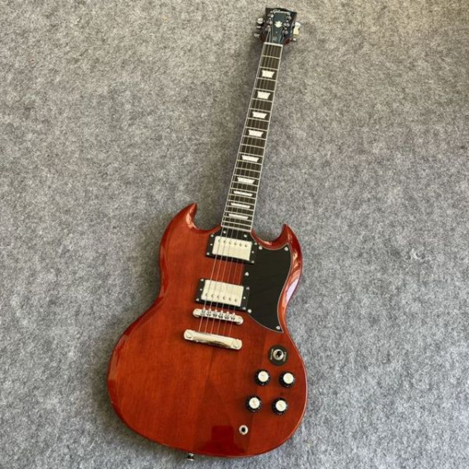 기타 입문 클래식 SG 일렉트릭 기타 라이트닝 마크 지판 소재 로즈 우드 전문가 수준 무료 및 빠른 배송, 6, 1개