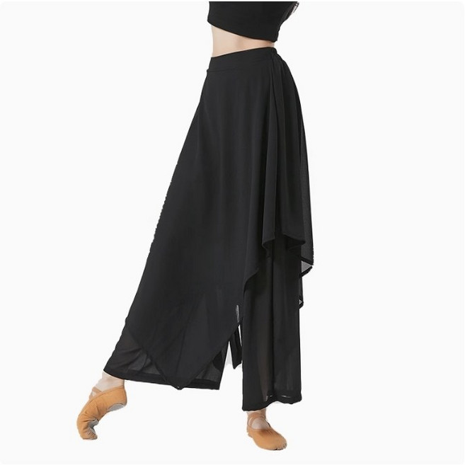쌍천 한국무용 와이드 쉬폰 치마바지 연습복 무용바지 투톤 쉬폰 팬츠 댄스바지