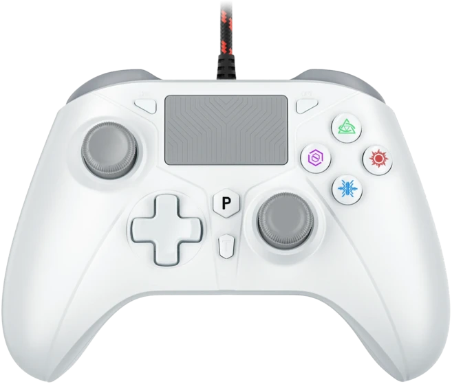 PS5/4/PC 콘솔용 P5 컨트롤러 2M 추가 긴 유선 게임 패드(터보 듀얼 진동 포함) 지연 없음 연결 제어, 01 하얀색