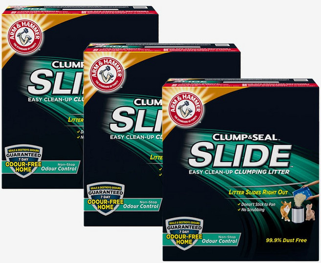 암앤해머 클럼프앤씰 슬라이드 논스탑 오더 컨트롤 응고형 고양이 모래, 6.35kg, 3개, 비누향