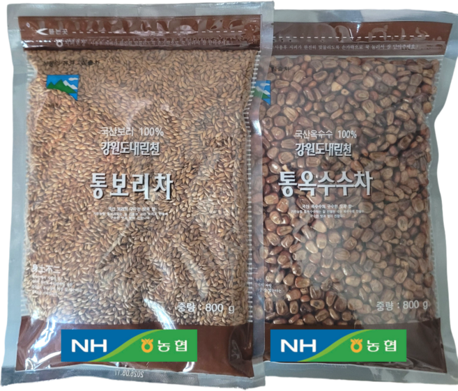 기린농협 국산 볶은 옥수수차 보리차 2종세트, 1세트, 2개입, 800g