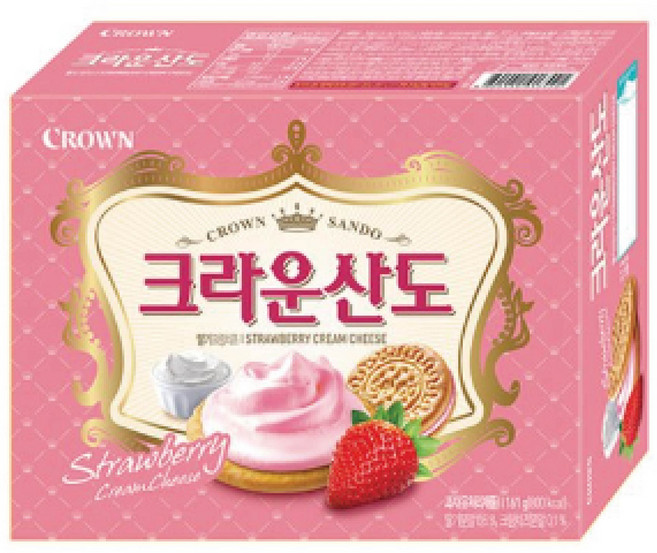 크라운 산도 딸기크림치즈 샌드, 161g, 24개