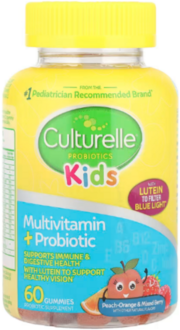 컬처렐 어린이 구미젤리 멀티비타민+유산균+루테인 복숭아 오렌지 베리맛 60개, 1개, 60정