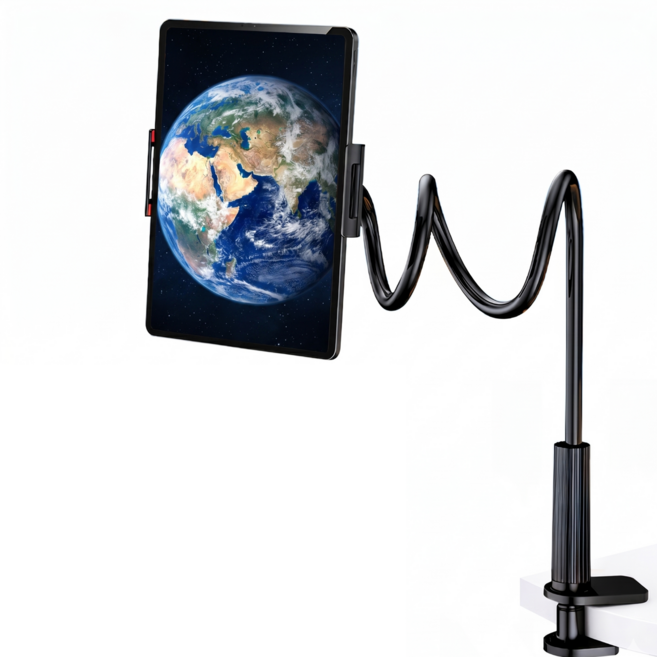 두손프리 휴대폰 태블릿 침대 자바라 거치대, 1개, 블랙