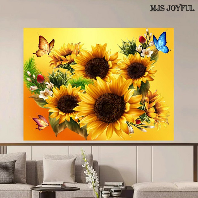 엠제이에스 명화그리기 50x40cm (캔버스형) DIY 유화 세트, KK19 - 황금해바라기와 장미들, 1개