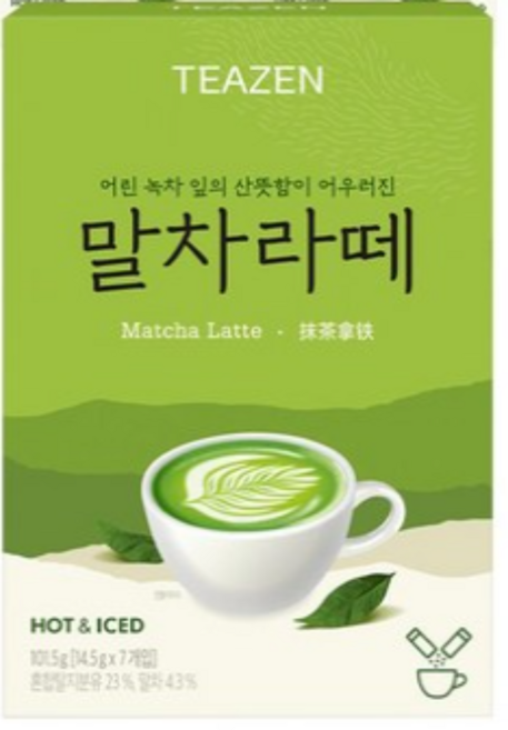 티젠 말차라떼 분말스틱, 14.5g, 7개입, 30개