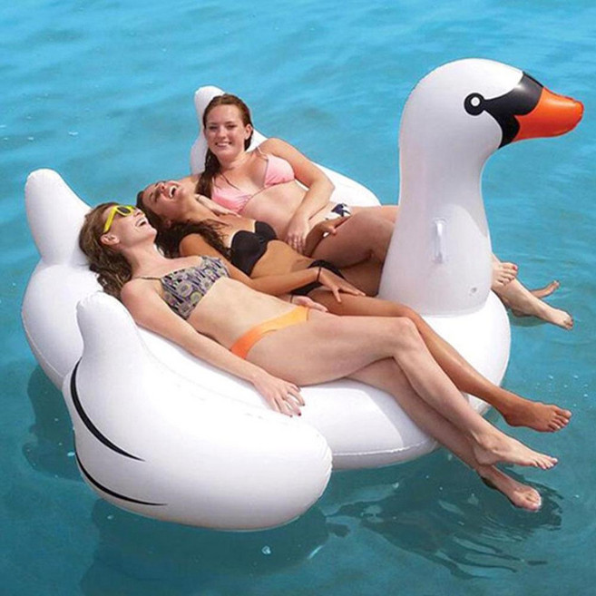 물놀이 대형 유니콘 튜브 플라밍고 해변 풀장 레저용품, 1개, 05.블랙백조 튜브