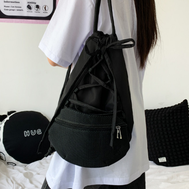 [고프코어/2col] 아카이브 나일론 매쉬 리본 스트링 백팩