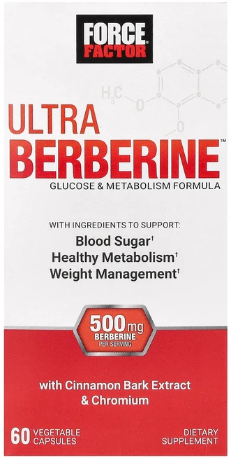 포스팩터 FORCE FACTOR Ultra Berberine Glucose & Metabolism Formula 60 Vegetable Capsules 250 mg Per, 포스팩터 FORCE FACTOR, Ultra Berbe, 1개 - 쿠팡