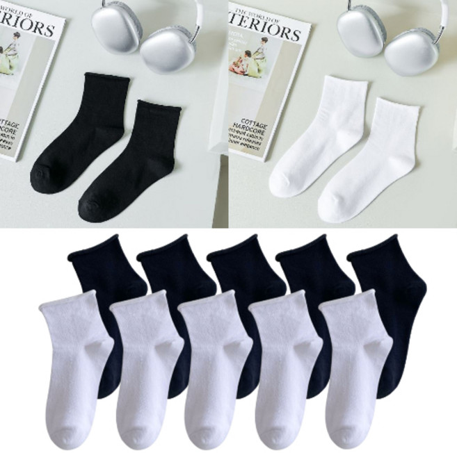 드림굿즈 여성 무압박 돌돌이 단목 양말 10켤레