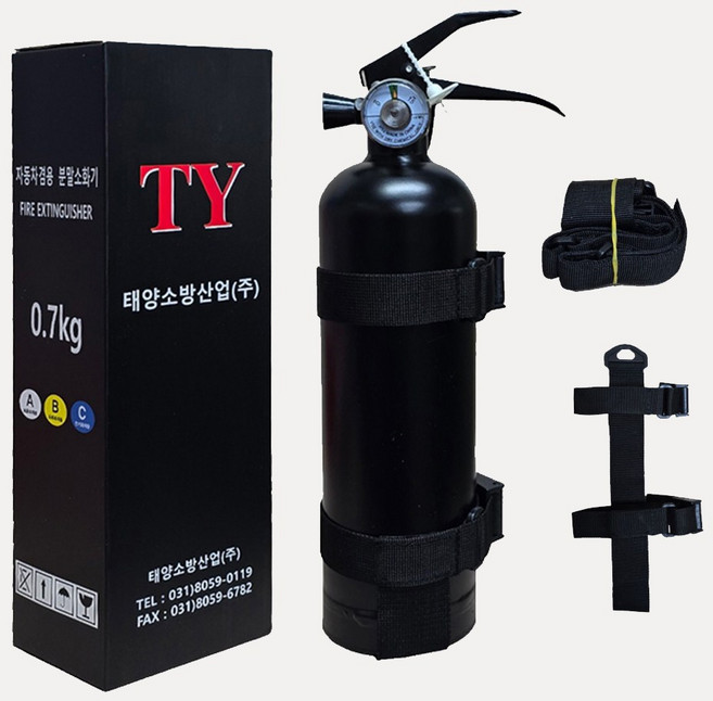 태양산업 차량용 소화기 0.7kg 블랙 오피스텔 /원룸 /고시텔 /작은공간 /8평이하에서, 1개