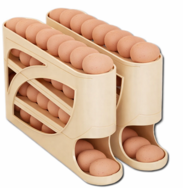 하기센스 계란보관함 30구 자동슬라이딩 2단 대용량 1+1, 아이보리, 2개