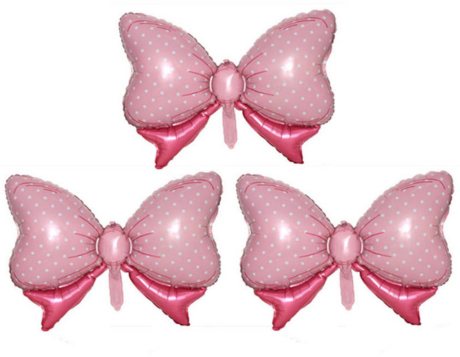 생일 파티 이벤트 리본 호일 은박 풍선 3개, 핑크