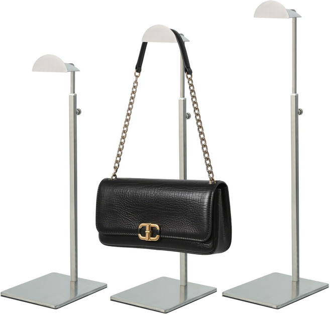 스테인리스 스틸 가방 걸이 선반 남녀용 가방 전시대 스탠드형 가방 받침대 간결한 의류점 전시용 선반, 1개, 은색 라이트 마감의 두꺼운 강화된 베이스