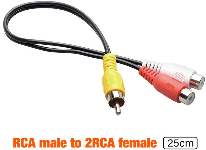1RCA 2RCA 남성 오디오 분배기 컨버터 여성 스피커 디스트리뷰터 케이블, 1Male to 2Female, 1개