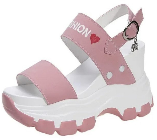 썬왕 하트 통굽 샌들 키높이 스트랩 샌들