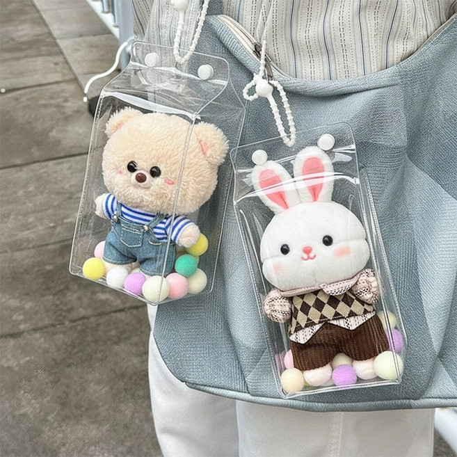 네일룸 1+1 PVC 네모 파우치 키링 21.5cm 사각 투명파우치 보관 케이스