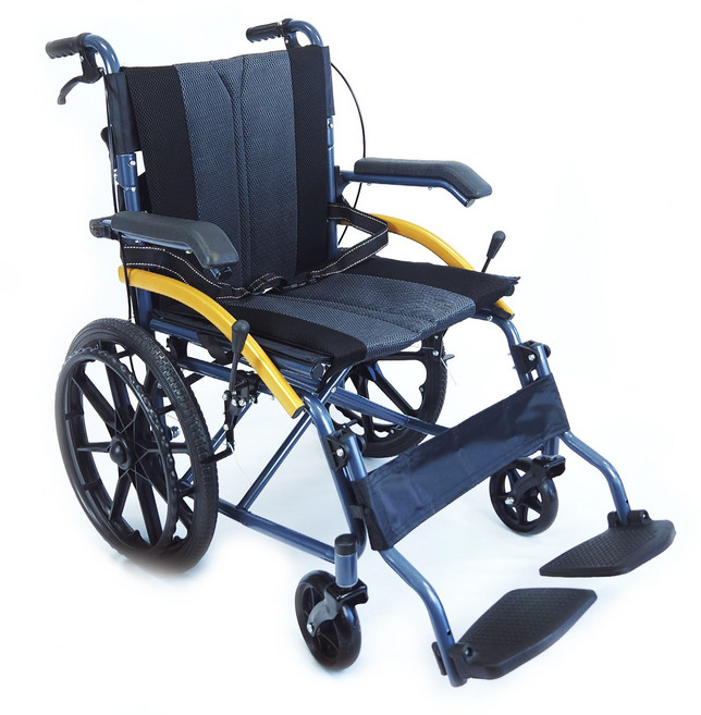 최신 수동 접이식 휠체어 노인용 이동식 휴대형 +방석+가방 M2, 1개