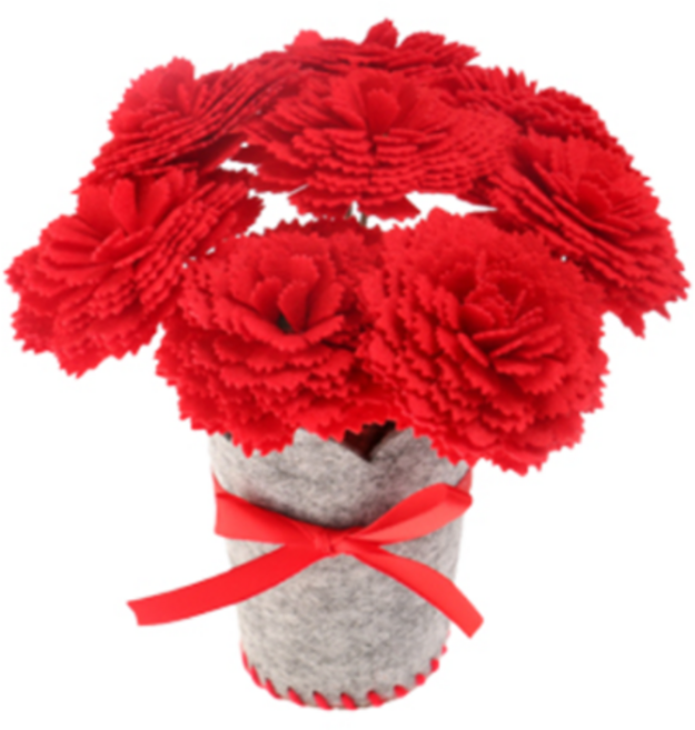 [큰손할인] 꽃화분만들기 DIY 카네이션 DIY키트 선물 감사 만들기 부직포 스승의날 펠트 미술수업, 1세트