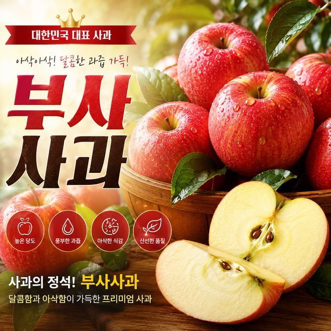 [30박스 한정초특가] 풍부한 과즙 시원하고 상쾌한 맛 부사 사과, 1개, 가정용 5kg